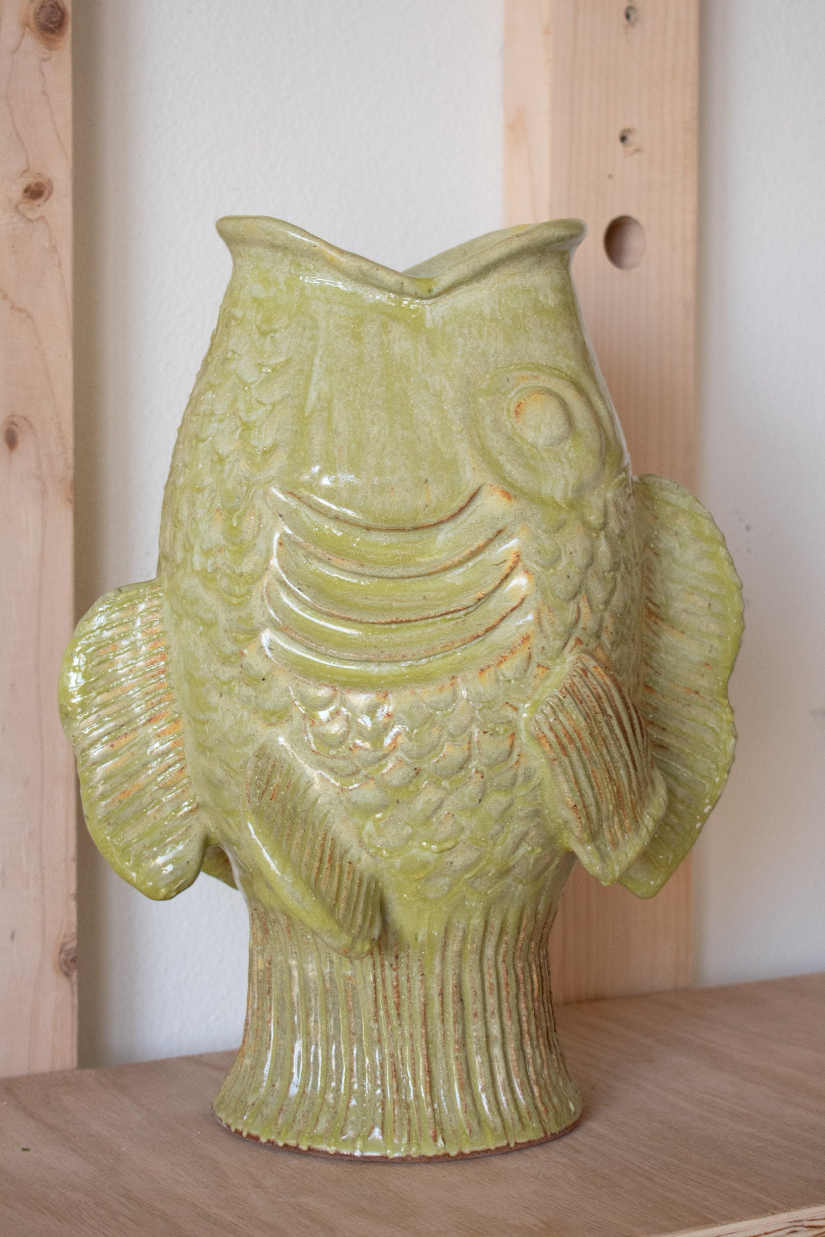 Fish Vase No 05 - Olive 14”