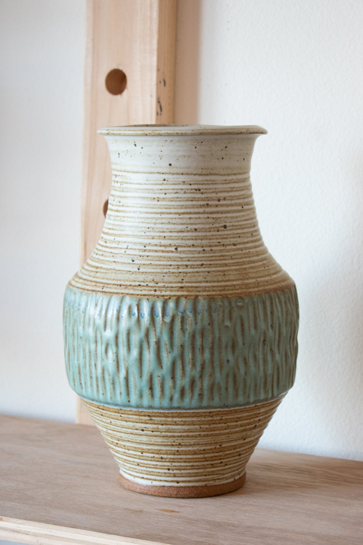 Carved Vase – Mist & Cream No. 55 – 12″