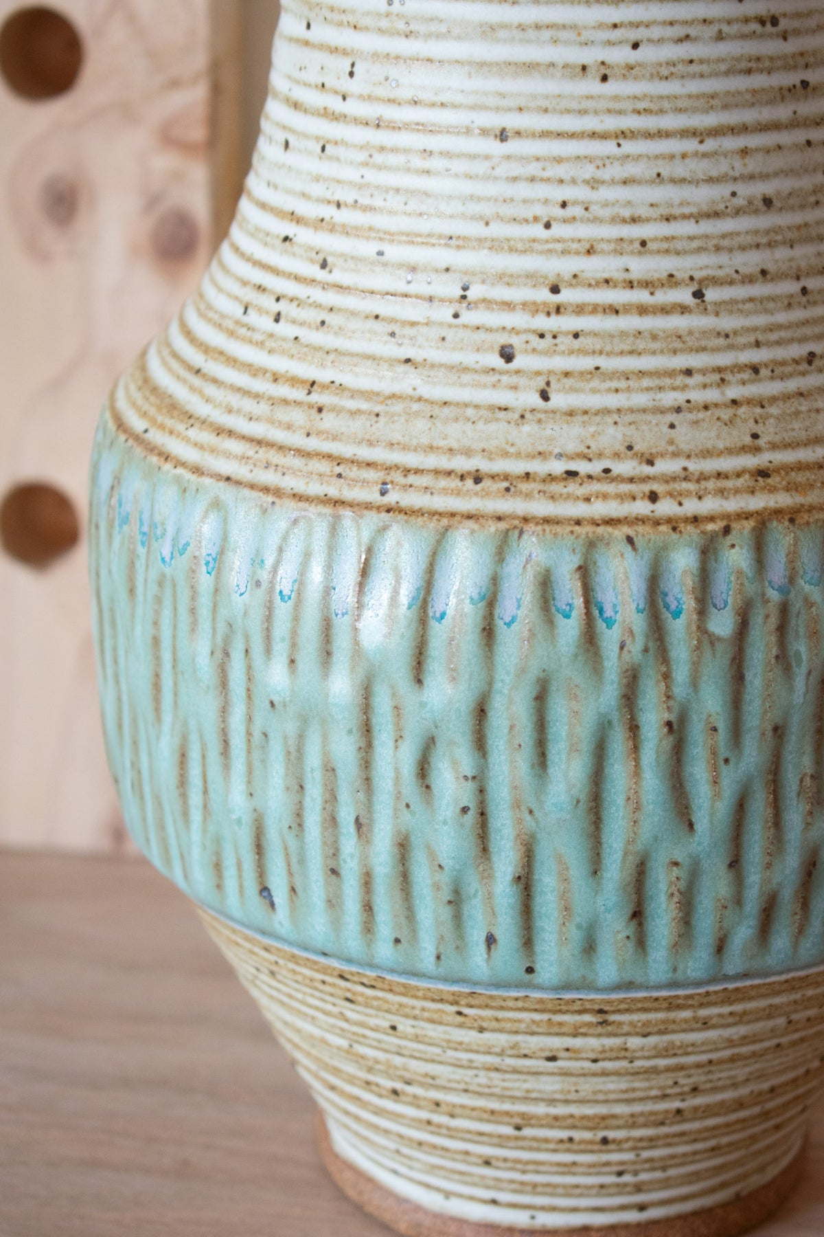 Carved Vase – Mist & Cream No. 55 – 12″
