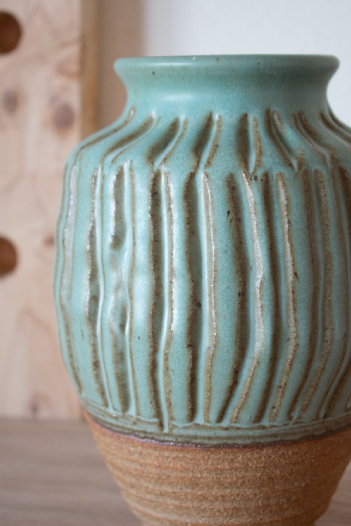 Carved Vase – Celadon No. 56 – 8.5″