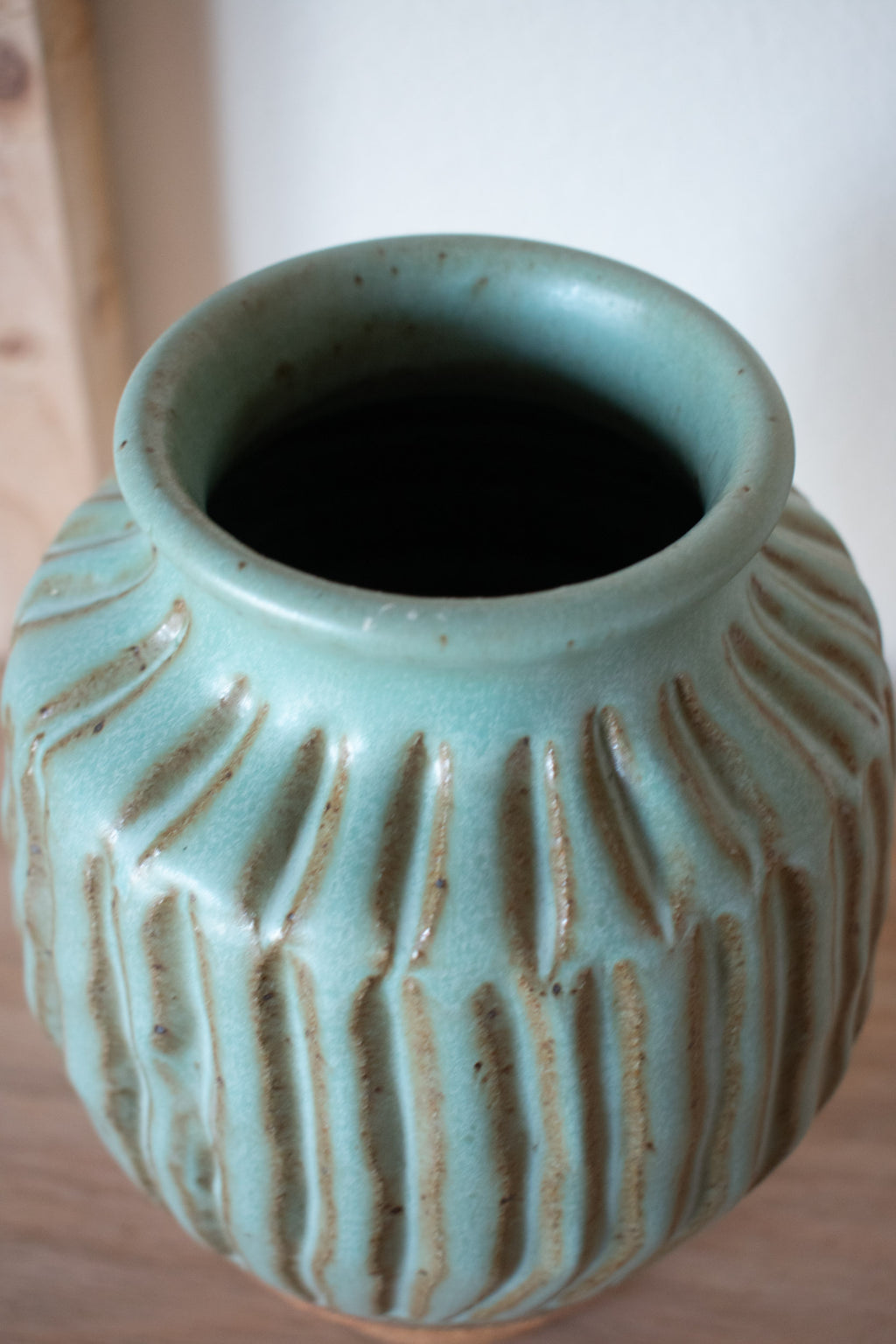 Carved Vase – Celadon No. 56 – 8.5″