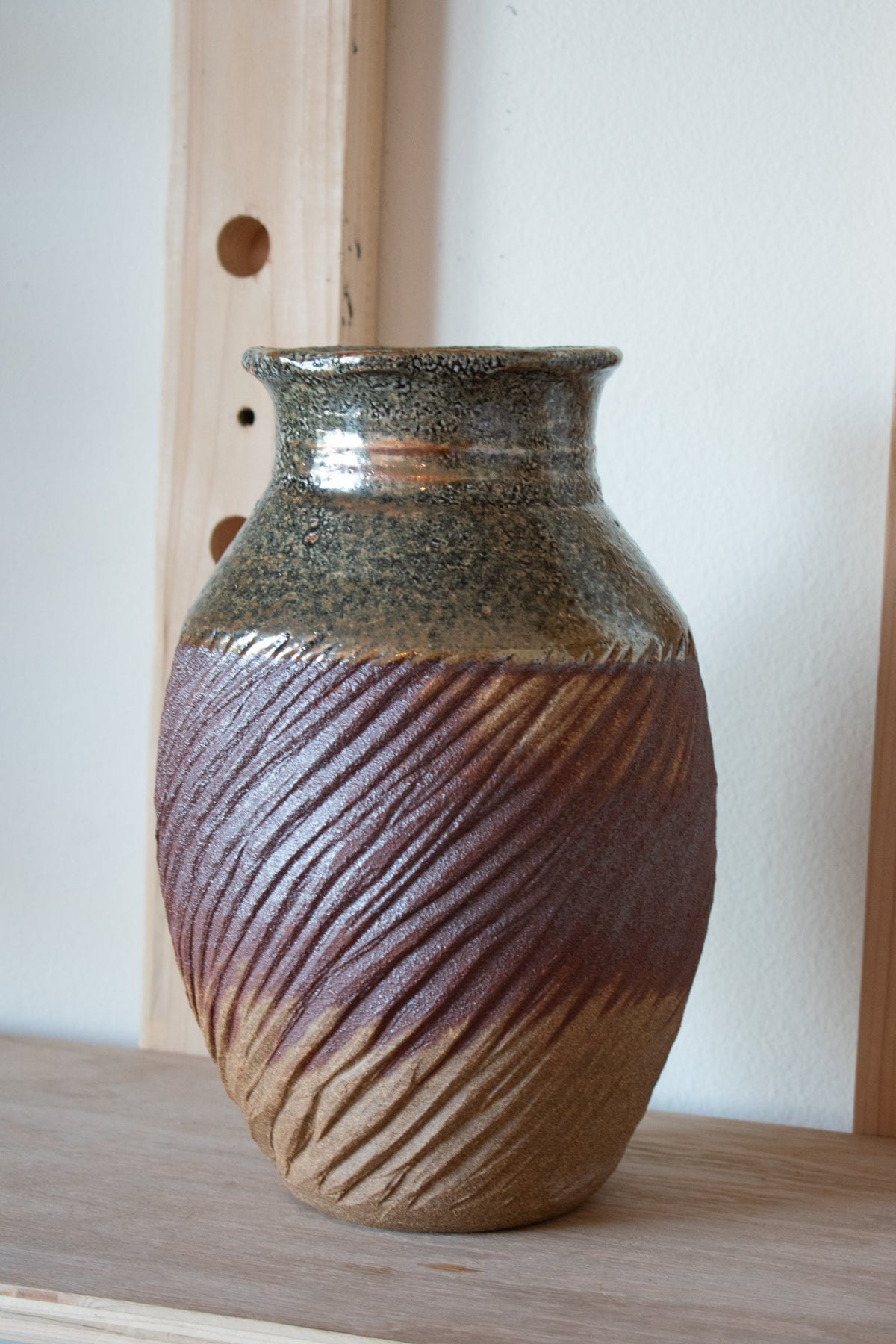 Spiral Carved Vase – Earth No. 58 – 12″
