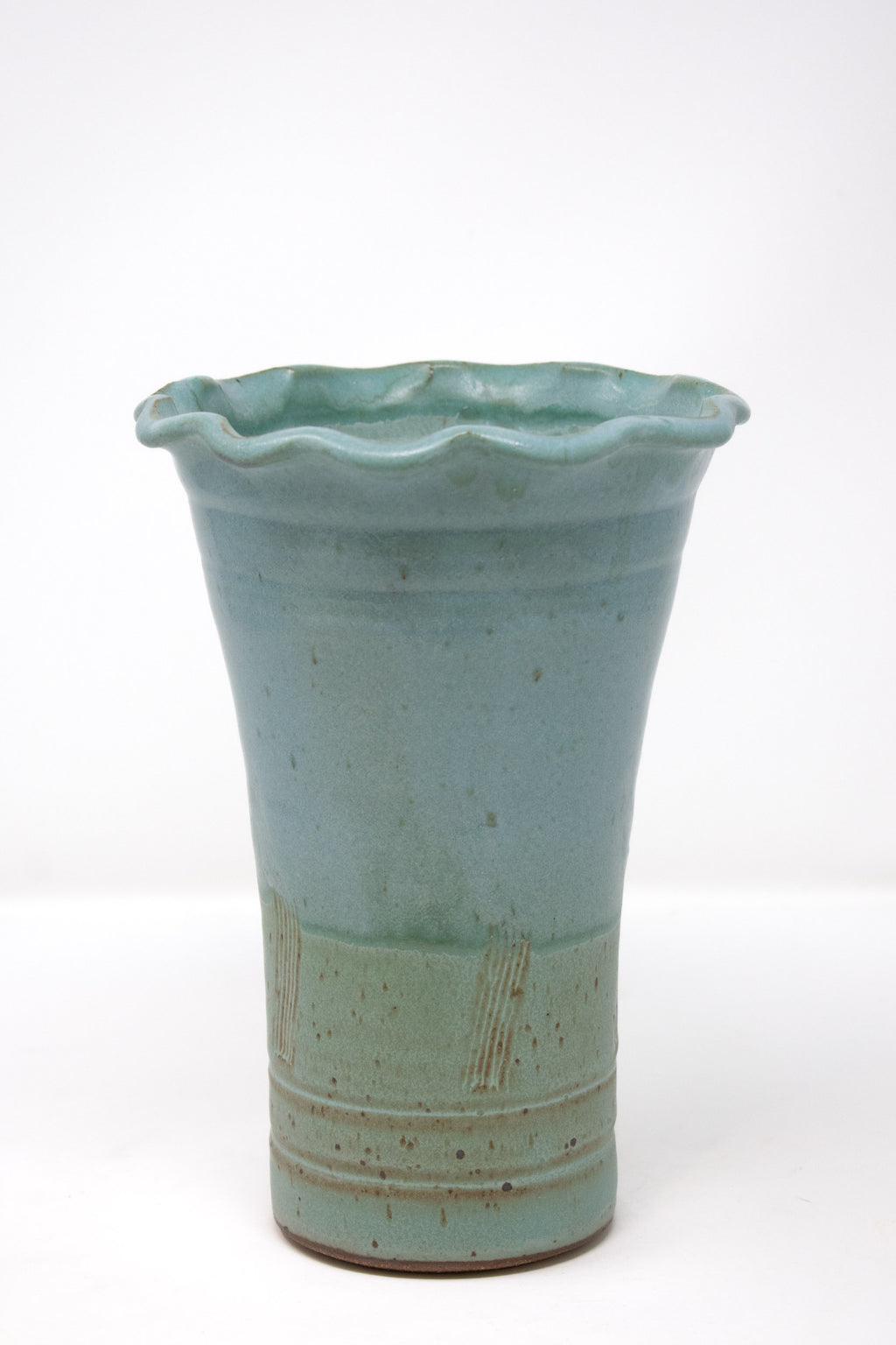 Scalloped Vase - Lagoon No. 33 - 9"