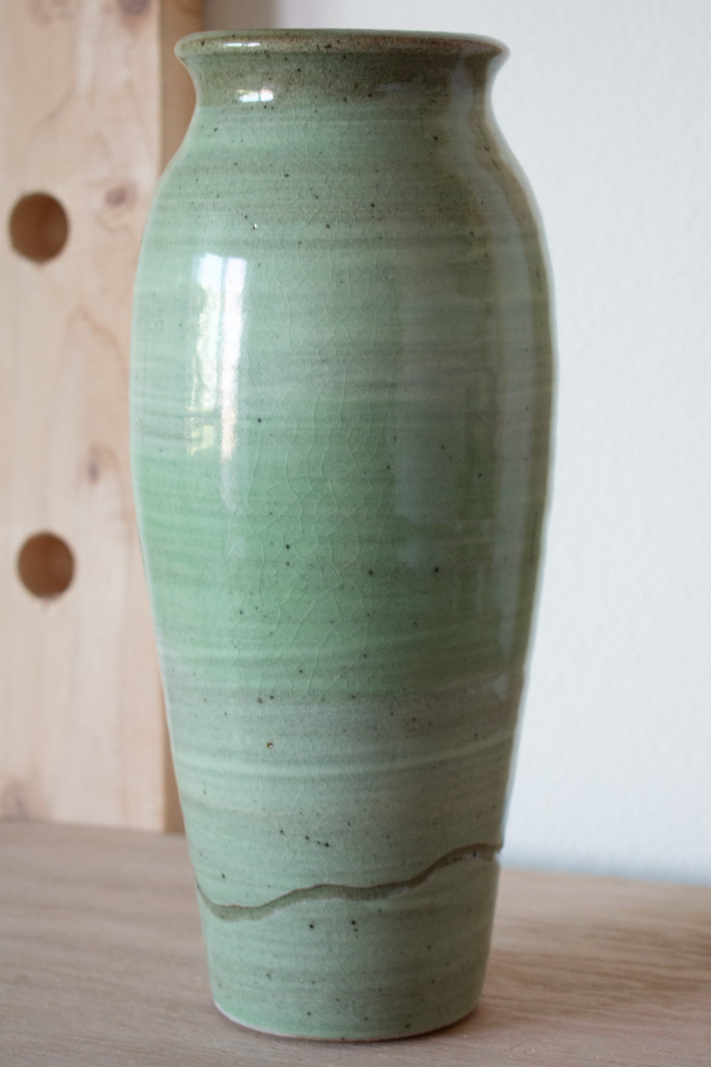 Botanical Carved Vase – Celadon No. 68 – 11″