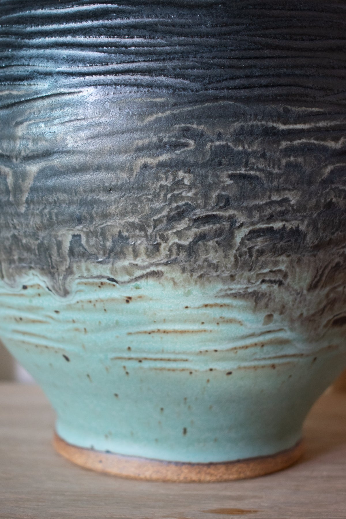 Textured Vase – Charcoal & Celadon No. 69 – 11″