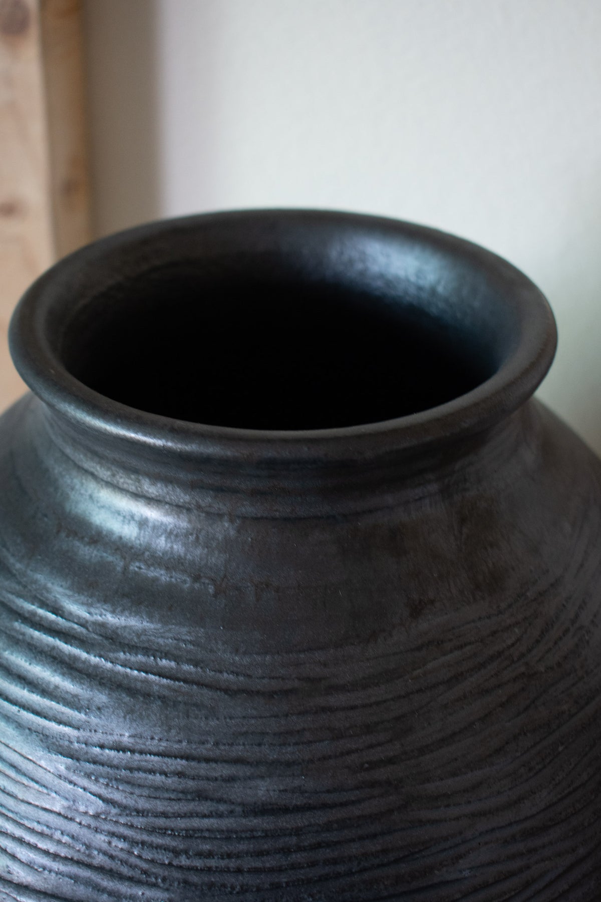 Textured Vase – Charcoal & Celadon No. 69 – 11″