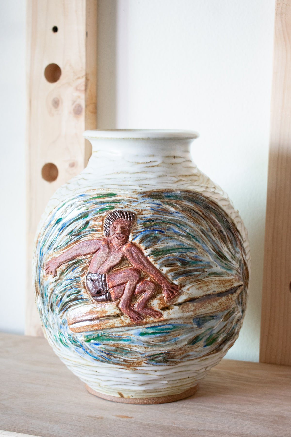 Sculpted Surfer Vase - No. 70 – 11″