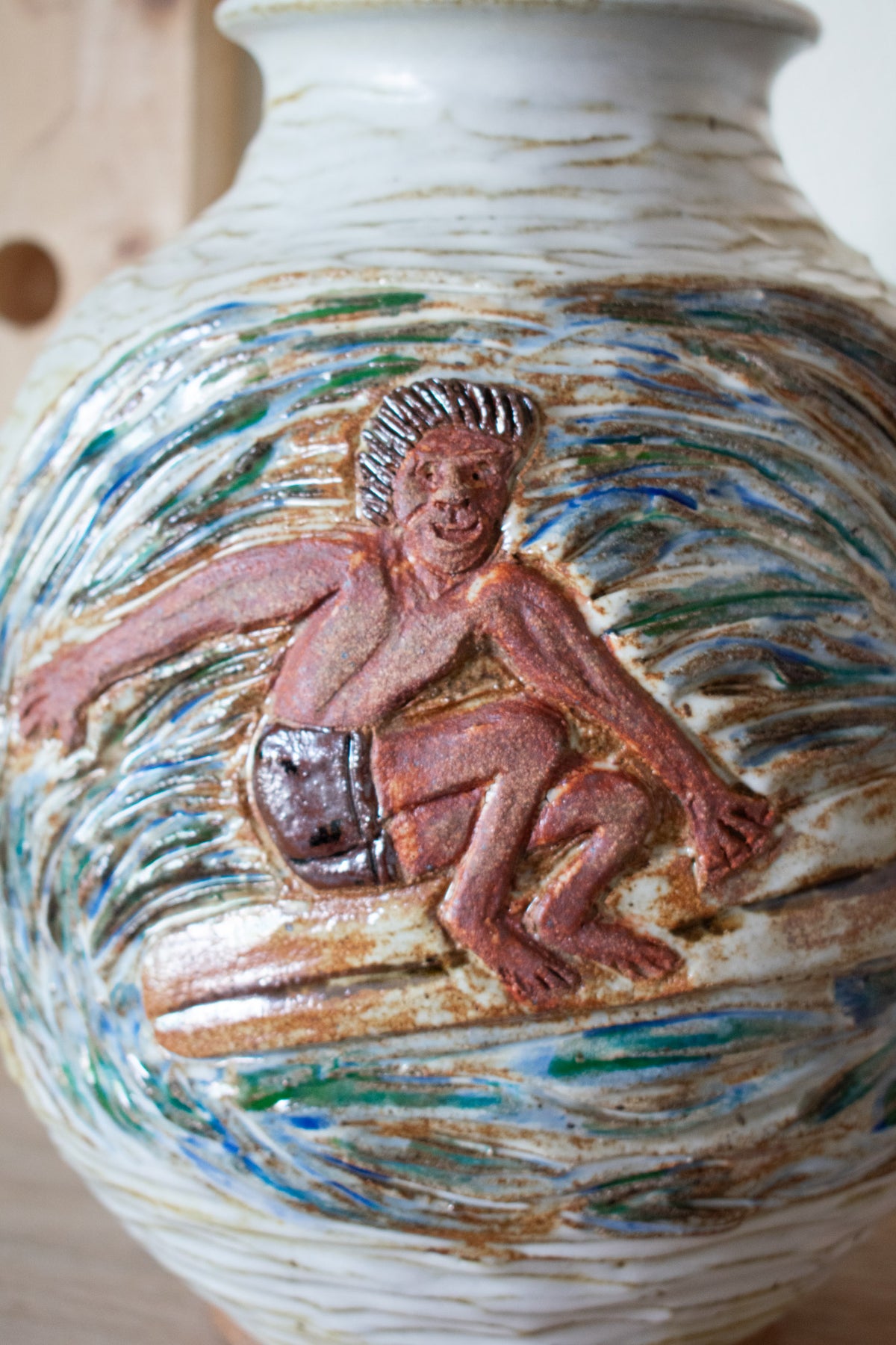 Sculpted Surfer Vase - No. 70 – 11″