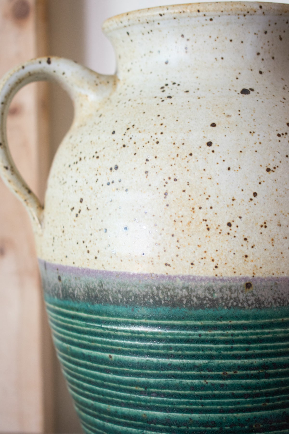 Handled Vase – Forest & Cream No. 72 – 11″