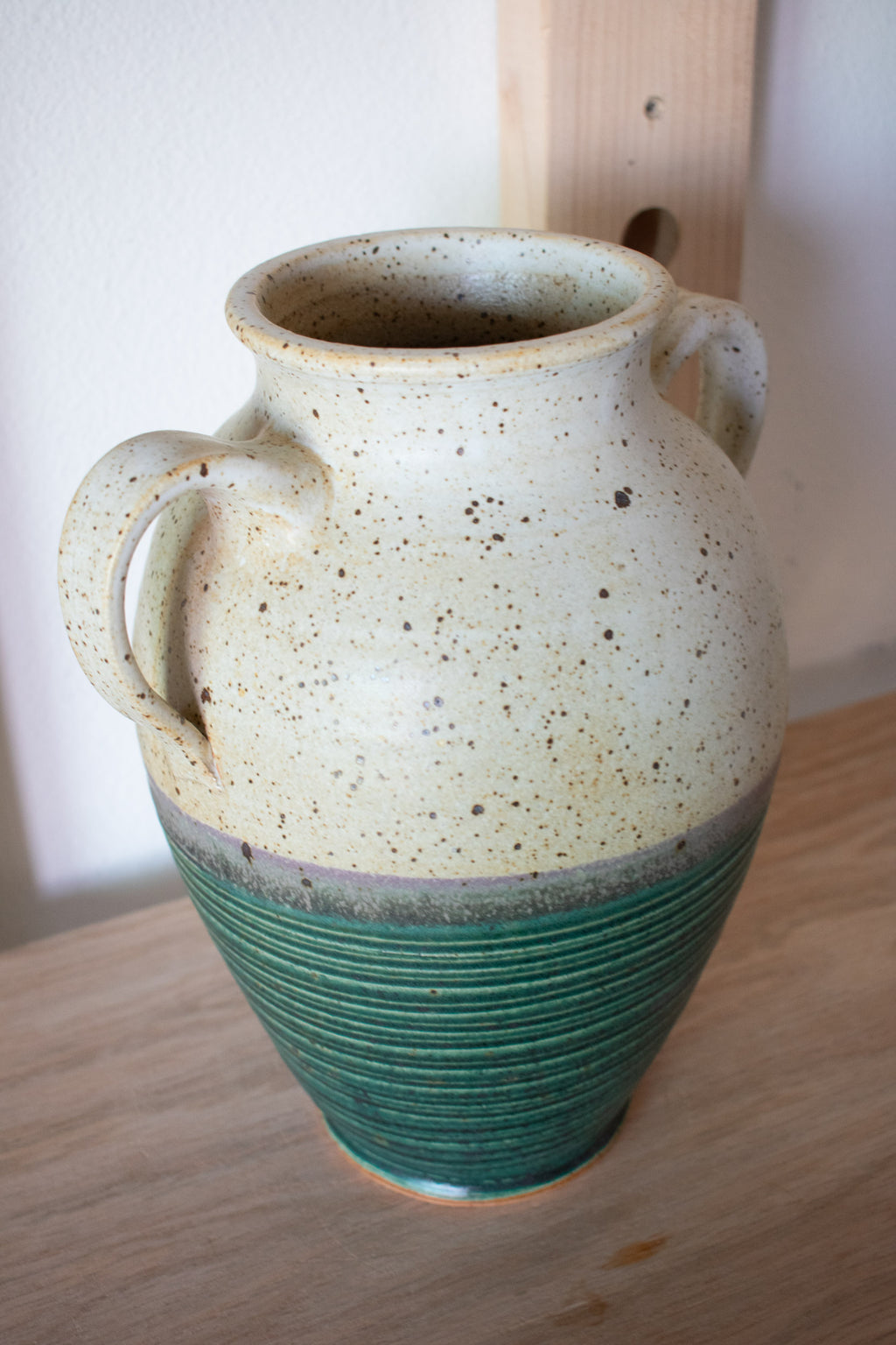 Handled Vase – Forest & Cream No. 72 – 11″