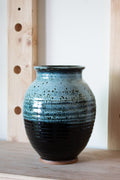 Ribbed Vase – Mist & Charcoal No. 73 – 9.5″