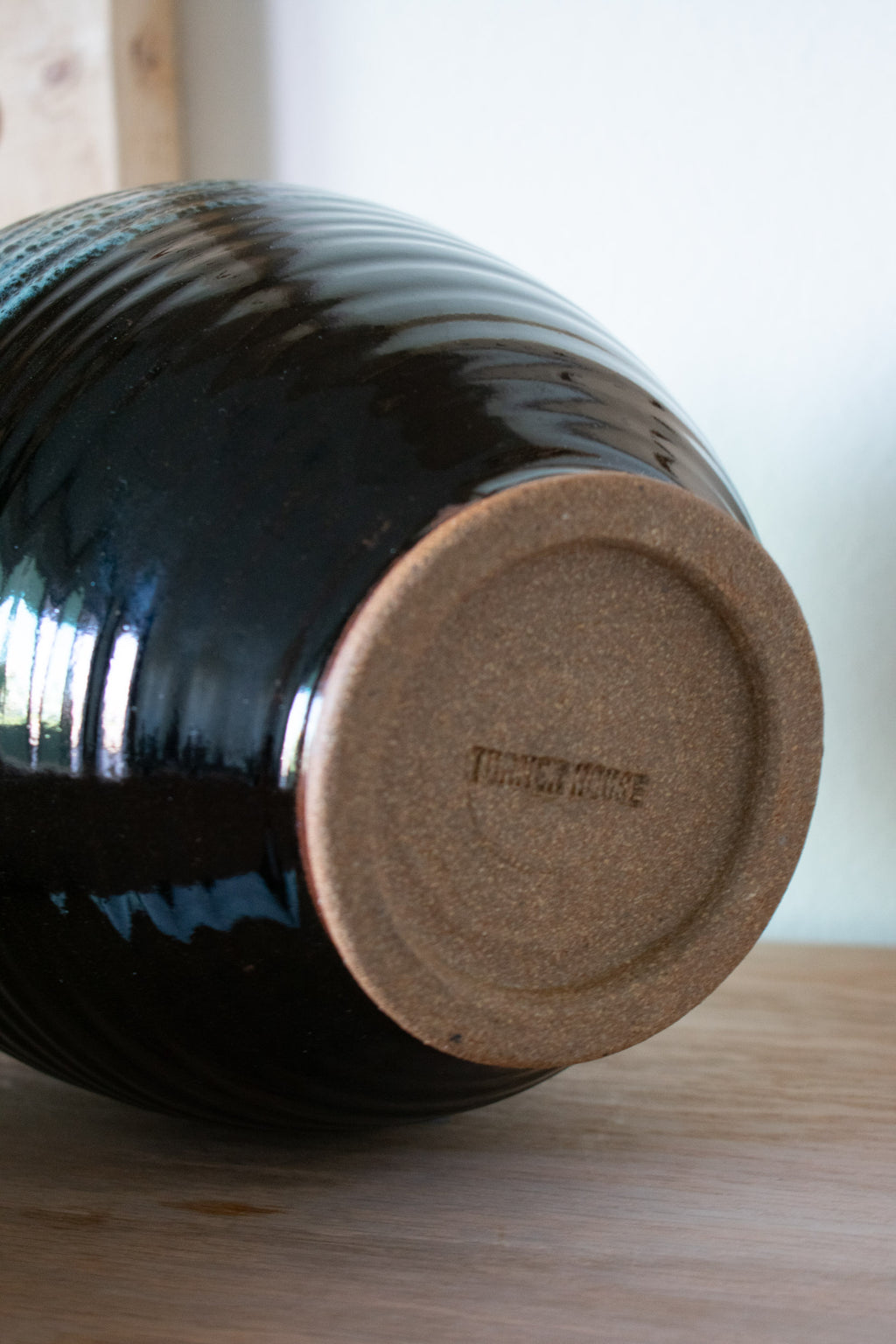 Ribbed Vase – Mist & Charcoal No. 73 – 9.5″